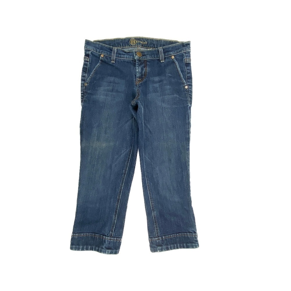 bebe Cuffed Trouser Slim Crop Women's size 26 Dark Wash Blue Denim jeans
